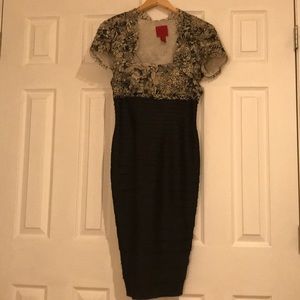 Black and white lace body con dress